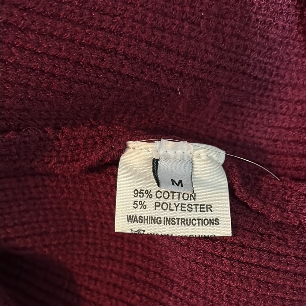 Vintage Burgundy Knit Sweater Cap Sleeve Shoulder Pads Medium 80s/90s Power Knit - Picture 10 of 11